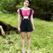 RESERVED..Handmade High Waisted Shorts, Navy Blue w/ Pink Crop Top xs-s-m-l Reserved for kennedyrw