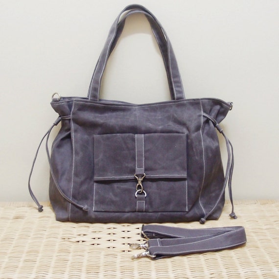 SALE - 20% OFF EZ in Waxed Canvas Gray / messenger / diaper bag ...