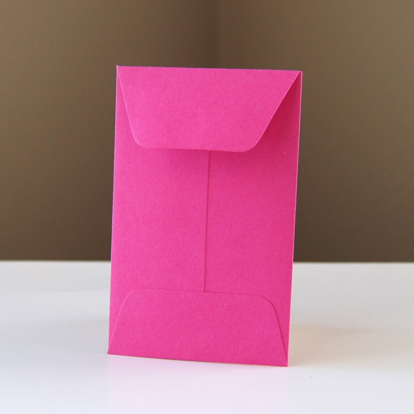10 Open End Baby Envelopes in FUCHSIA hot pink . 2.25 x 3.5