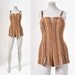 1950s Sporty Brown Stripe Pinup Bathing Suit