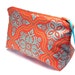 Bridesmaid Makeup Cosmetic Bag, Pencil Case, Zippered Pouch Orange Blue
