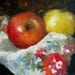 Food Still Life Painting, Red Yellow Apples, Original Oil Canvas Painting by Cheri Wollenberg