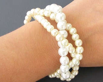 Bridal Jewelry Twisted Pearl Bracelet Wedding Jewelry Bridal Bracelet Bridesmaid Jewelry Girl Bracelet
