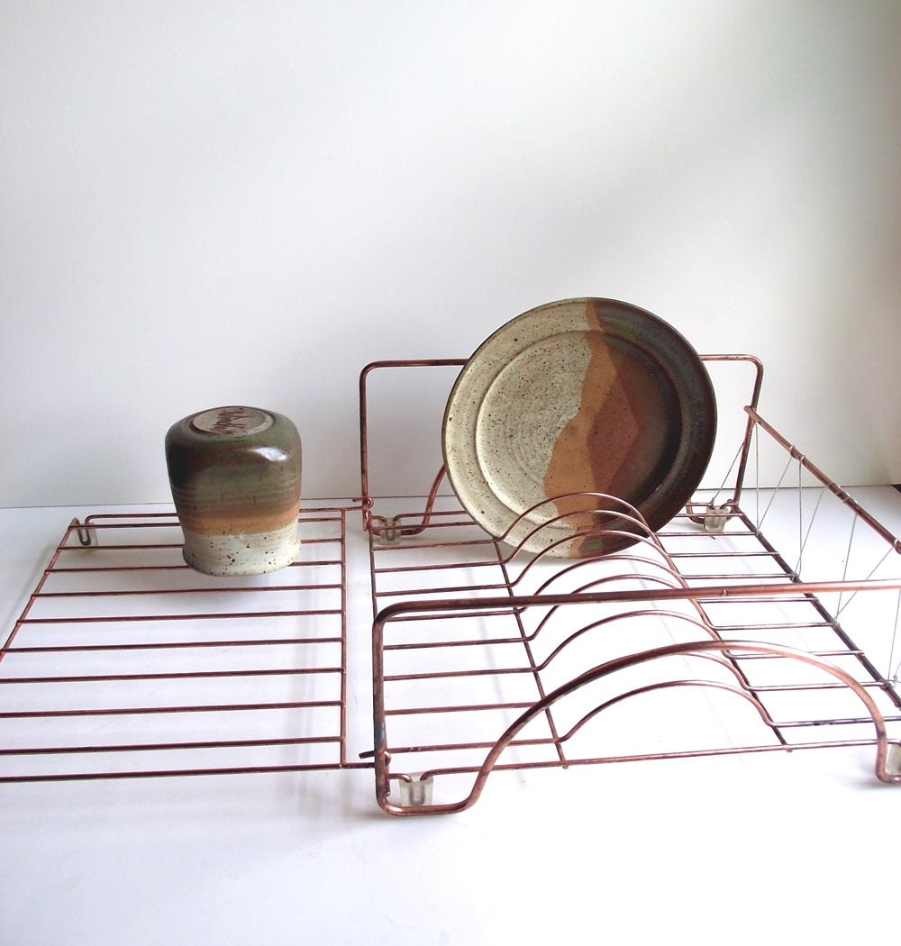 1970s Copper Dish Rack. Copper Kitchen Decor. Industrial Meets