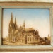 Early 1900s Sepia Photo Collage of Rheims Cathedral, France, with Mother of Pearl Accents