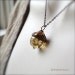 Mini Glass Acorn Necklace - Goldstone Sparkle with Vintage Metal Leaf by Bullseyebeads