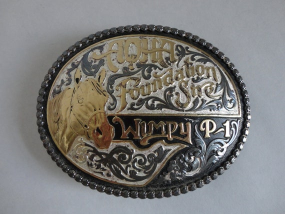 VINTAGE montana silversmiths BELT BUCKLE aqha by GetYourVintageOn