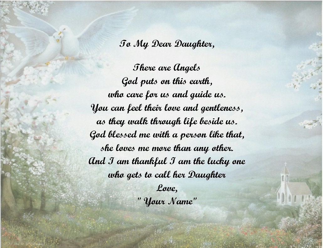 Personalized Poem Doves and Church Print over 50 Name styles