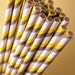 Gray & Yellow Striped Paper Straws and PDF Printable Party Flags