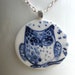Delft Blue Owl - Porcelain Pendant Necklace