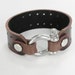 Brown Leather Cuff Leather Bracelet with Stainless Horse Shoe Clasp