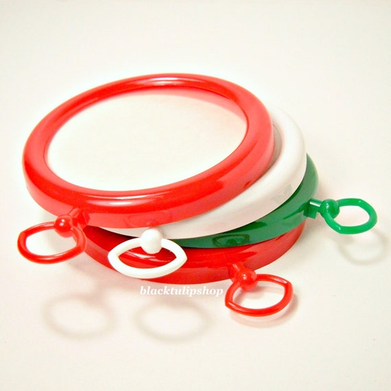 CHRISTMAS 4 Round Craft Frames Cross Stitching DIY Handmade