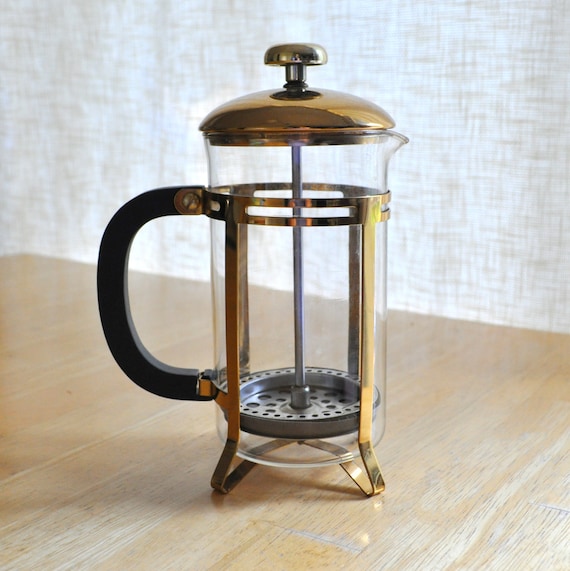 vintage french press coffee maker with original brochure
