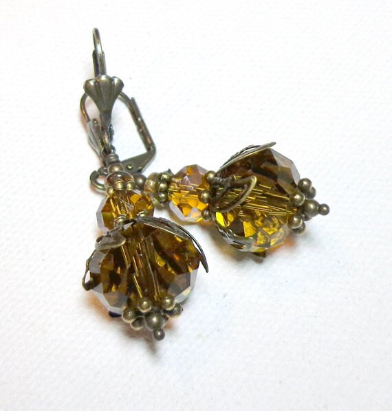 EarringsGolden Apple CiderRondelleAmber by SpiritCatDesigns