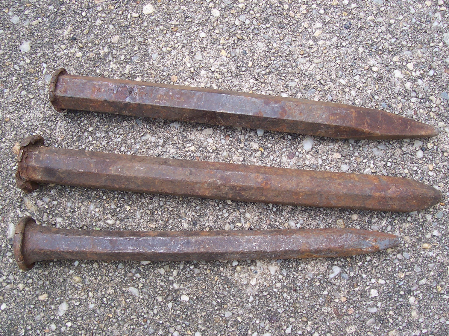 Antique Rusty Iron Railroad Spikes Primitive Nails Chisels