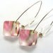Pink Perspex Earrings, Diamond Shaped Acrylic Drop Earrings, Tulip Abstract Pattern - Handmade Jewelry
