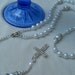 RESERVED for JESSICA Rosary Snow White Pearl Beads Czech Crystal Accents Gorgeous Double Crystal Cross Wedding for Bride