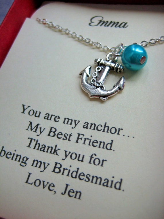 Download Anchor Bridesmaids Gift Necklace Free Personalized Card