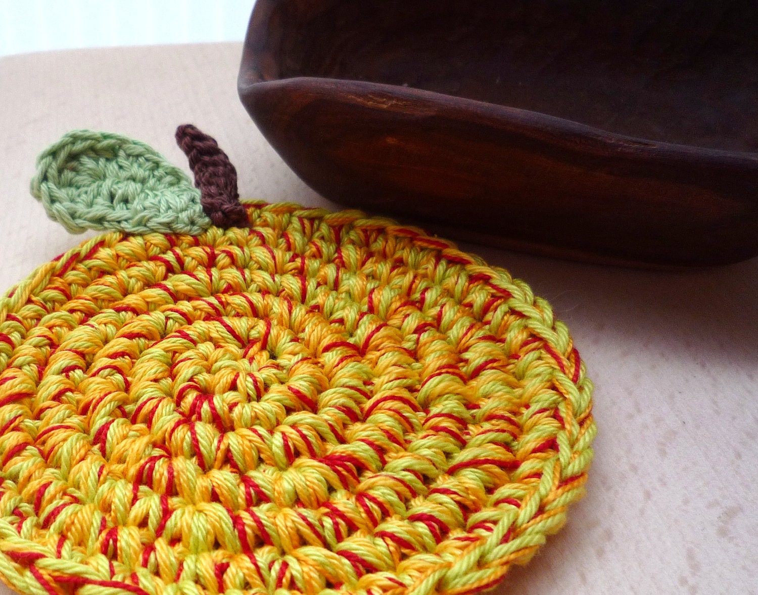 Crochet Apple Coasters Fruit Drink Coasters Crochet Apple