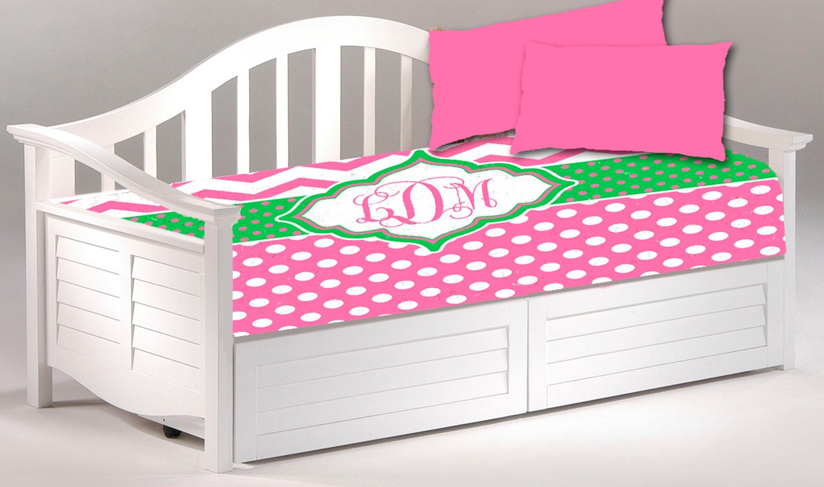 Daybed TWIN Custom Duvet Cover and 2 shams Shown in Hot Pink