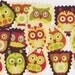 Mixed Set of 6 Owls and Trees Diy Fabric Iron On Appliques