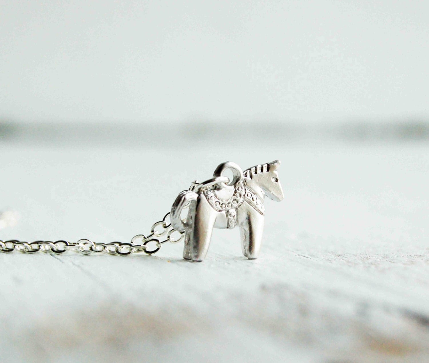 Silver Horse Necklace Tiny Dala Horse Necklace Swedish
