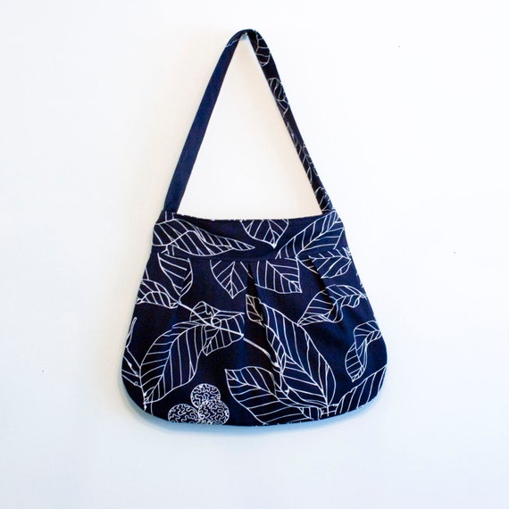 Items similar to navy canvas purse // camera bag // pleated shoulder ...