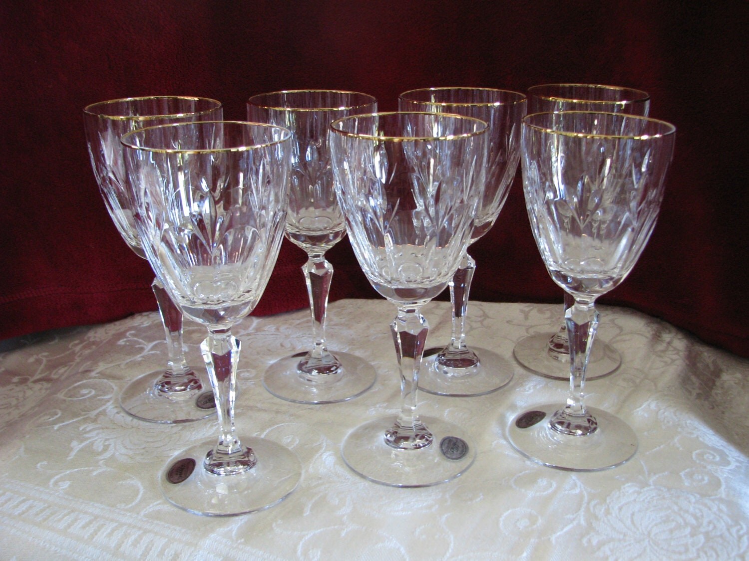 Items similar to REDUCED PRICE...Set Seven 7 Gorham Vintage Cut Crystal Small Wine Water Goblets