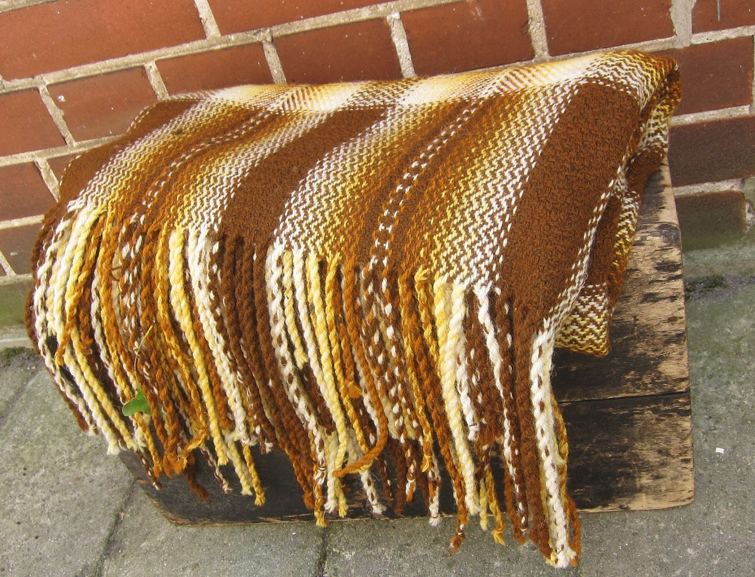 Hand woven vintage wool blanket hand woven by fabriquefantastique