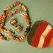 Reserved for Dr.Gita Bhatt -Rare beautiful vintage 1970s handmade apple pendant necklace with earclips by Hawaiian designer/artist Lee Sands