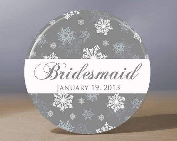 Personalized Pocket Mirror - Snowflake Bridesmaid 3.5 inch Pocket Mirror with Gift Bag - Weddings, Winter Wedding, Bridesmaid Gift