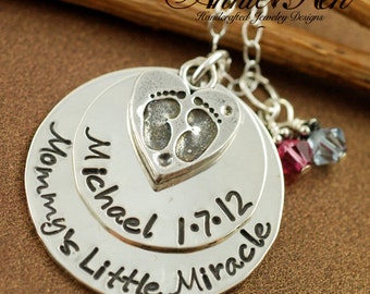 Personalized Necklace with Heart, Custom Hand Stamped