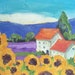 Original Painting Impressionist Landscape Provence CHATEAU SUNFLOWERS & LAVENDER Lynne French o/c Art 11x14