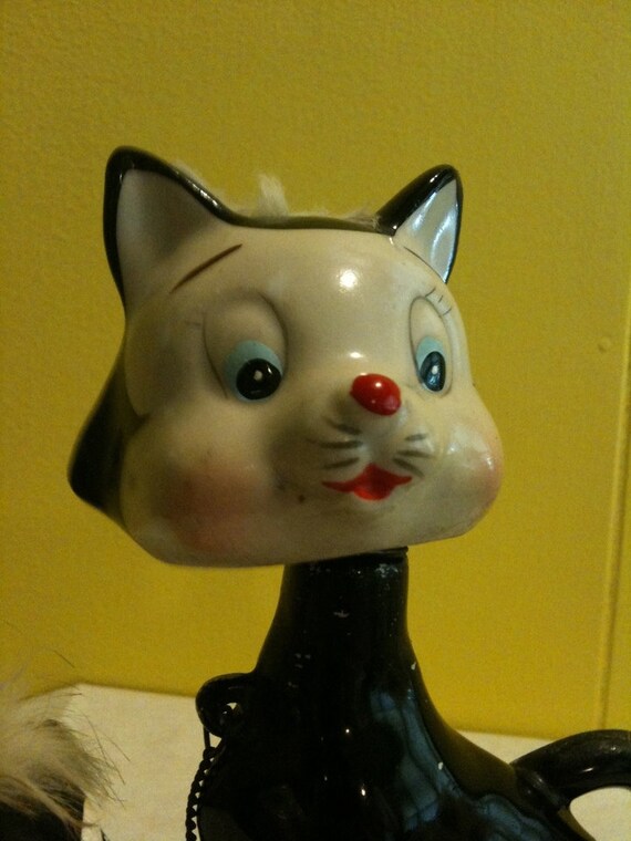 Black and White Cat Bobble Head with kitten. Napco