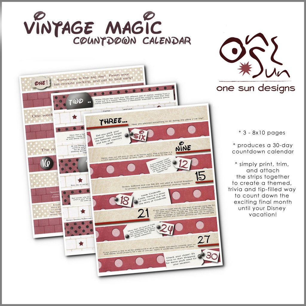 Vintage Magic Disney Countdown Calendar Print At By