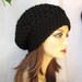 SALE Crochet Slouchy Beret, Womens Hat, Black, Choose Your Color, Chunky, Head Cover, Teens, City Hat, Birthday Gifts for Her JE410BES