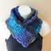 Chic Womens Scarf, Multi, Blue Green Purple Black, Chunky, Gifts for Her, Birthday Gifts, Autumn, Fall, Handmade, SJE409