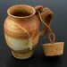 Large Plain Jane Stoneware Travel Mug With Cork, Cup Holder Style