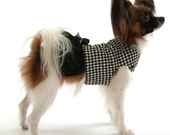 Houndstooth Dog Jacket Coat with skirt