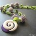 Spring Goddess Tagua Pendant. Custom Beaded Necklace in Green, Purple, and Natural Bone - Reserved