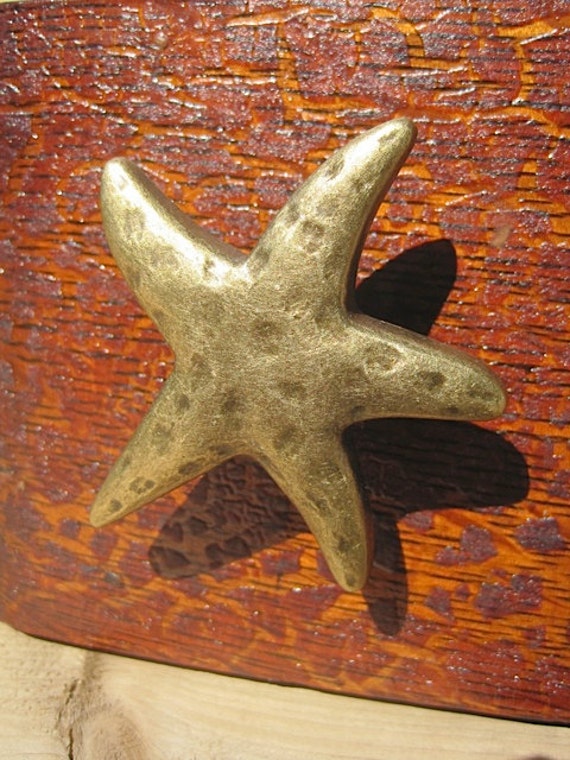Starfish Drawer Knobs Nautical Knobs Brass Hammered