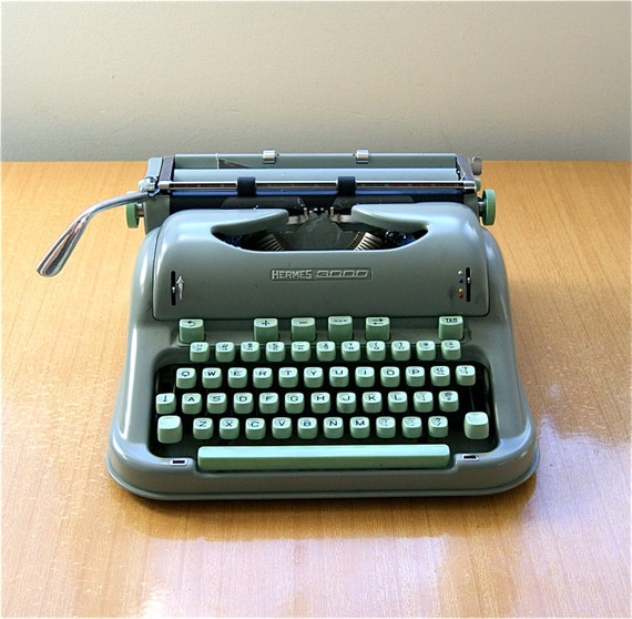 HERMES 3000 Typewriter // Vintage ME by aSilverUnicorn on Etsy