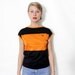 Vintage top / black and orange Key colorblock tee / size S/M