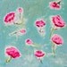 SALE Art Block original painting flowers 5x5 wood textured fuchsia pink turquoise acrylics, for romantic girl's bedrooms