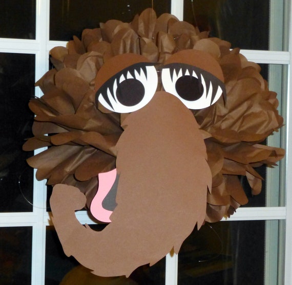 Brown Monster tissue paper pompom kit, inspired by Snuffy Snuffleupagus from Sesame Street Il_570xn