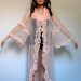 Vintage Ruffle Robe Peach Dressing Gown Sheer Lingerie Gown See Through Night Gown - Medium M