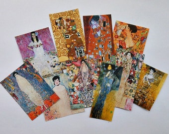 Your choice of 2 different SETS- KLIMT STICKERS- Klimt paintings Klimt Art Deco paintings Klimt decorations- Set A with 10 or Set B with 18