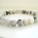 Grey Agate Bead Bracelet with Sterling Silver Stardust Bead - Stacking Elastic Bracelet, Fall Colors