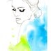 Print from original watercolor, india ink and pen fashion illustration by Jessica Durrant titled Earth Angel