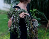 Forest Freeform  Crochet Amazing Fiber Art Boa in green & browns